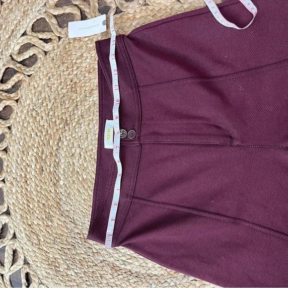 NWT Anthropologie Maeve Pants Womens 2 Burgundy Red Split Hem Pintuck Skinny Leg - Picture 5 of 6